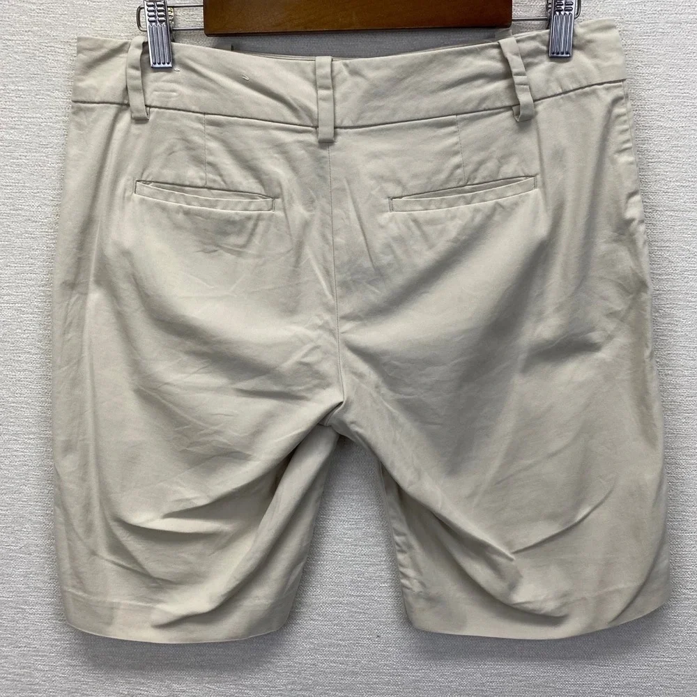 Ann Taylor Factory Chino Shorts Womens 4 Beige Khaki Cotton Stretch Mid Rise 9in